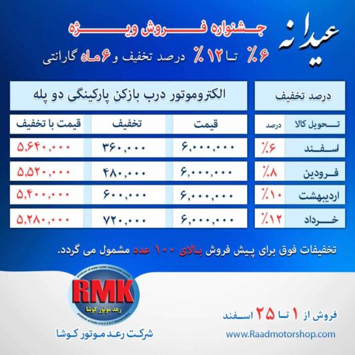 الکتروموتور درب باز کن پارکینگی دوپله